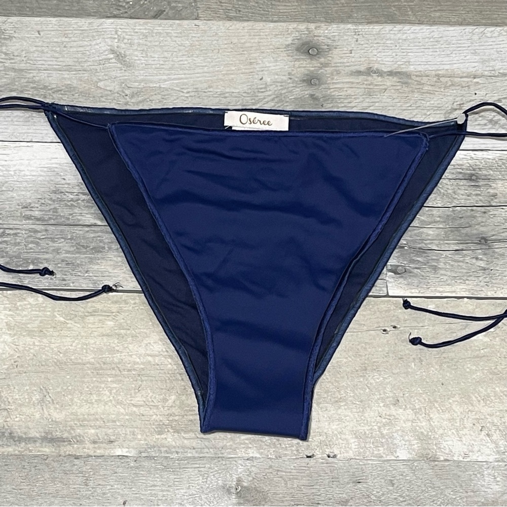 OSÉREE Side Tie Stretch Recycled Polyamide Blend Bikini Bottoms - Blue Sz-M - Picture 5 of 9
